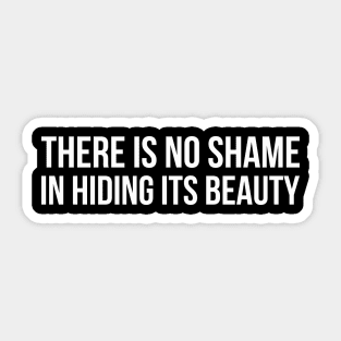 THERE IS NO SHAME IN HIDING IT'S BEAUTY funny saying Sticker